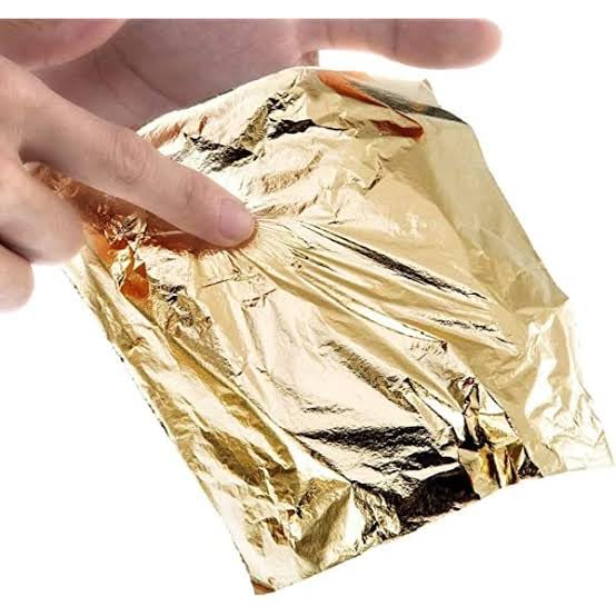 Gold Leaf Sheets,100 Sheets, 8x8.cm Warq Golden Foil Paper for Gilding, Resin Art, Maysur Paintings, Arts Crafts, Nail Deco, Furniture, DIY Projects (3.14 x 3.35 inches, (Gold)-image-4