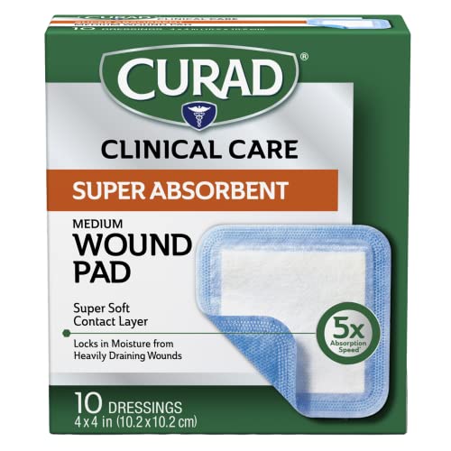 Curad Super Absorbent Wound Pad Medium 4 x 4 10 Count