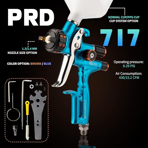 Image of Paint Spray Gun PRD-717 VS Type with Split Nozzle 1.3mm Automotive Refinishing Spray Gun, Blue