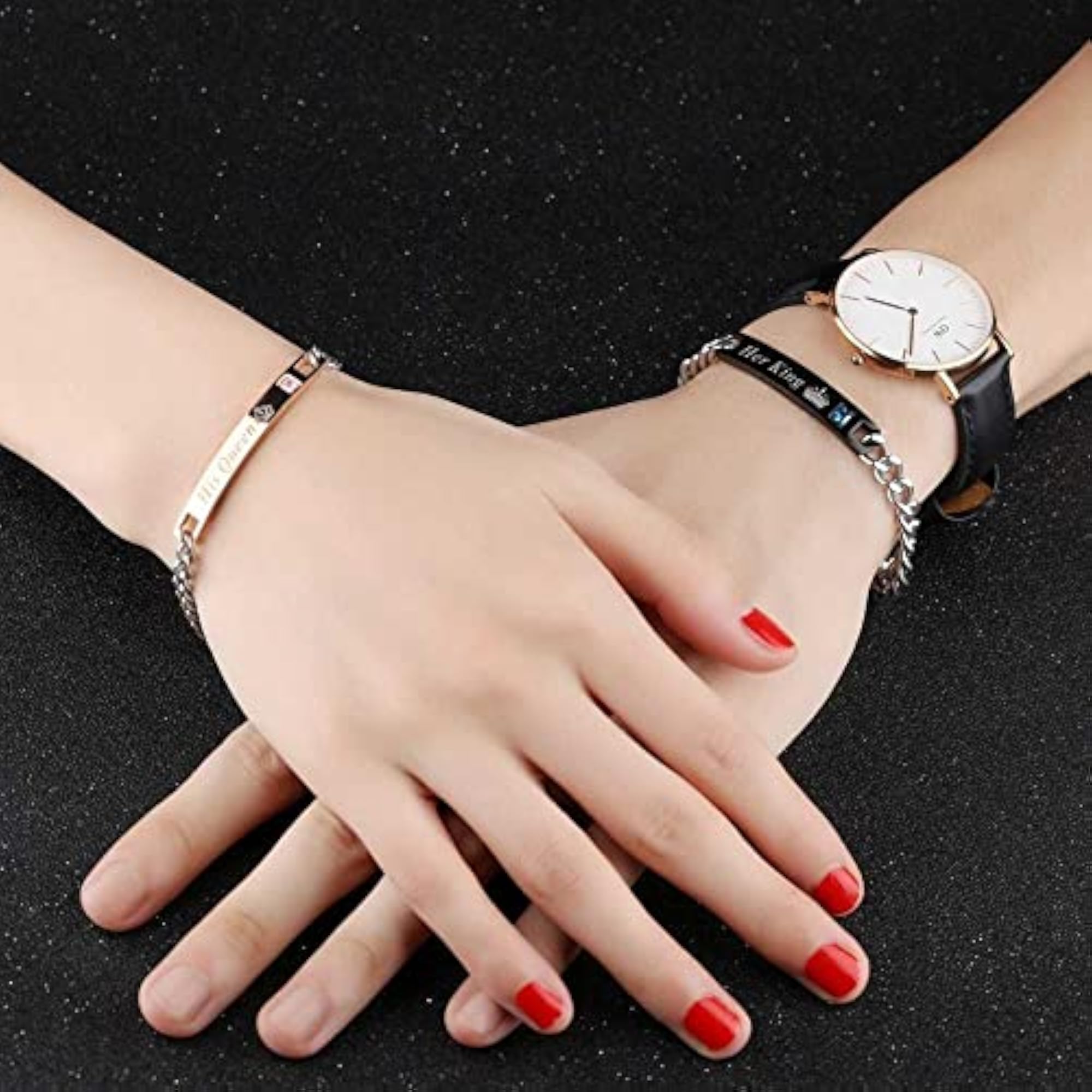 Bling Queen Couple Pendant & Bracelet Set(Silver)
