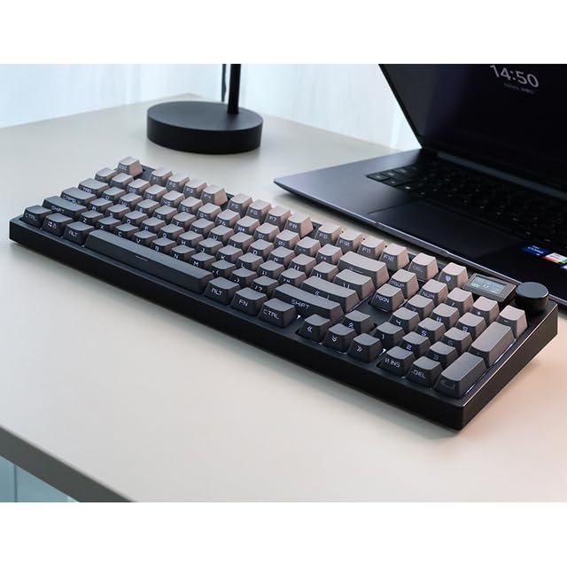 COMPAE - 3 Modes 980 New Keydous NJ98 with TFT Screen and Knob Gif support 2.4G Wireless Bluetooth RGB Hotswap Mechanical Keyboard (D Box Islet Linear 45g)