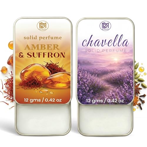 Image of Dr.Mashur Solid Perfume |Amber & Saffron&Chavella Alcohol Free Wax Perfume Balm, Long Lasting | Pocket Tin 12g, Pack Of 2| Non Greasy Smooth Glide, Travel Friendly Unisex Gifts He Or Her