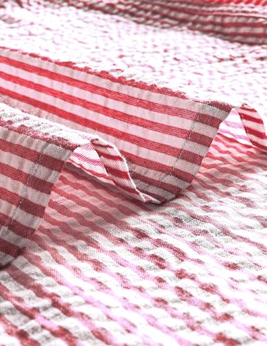 Image of VATPAVE Mens Striped Summer Shirt Casual Button Down Short Sleeve Beach Shirts Cotton Shirts for Men