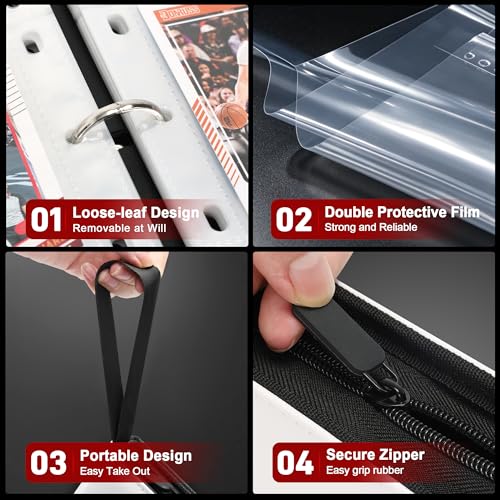 Image of Kabinka 9 Pocket Baseball Card Binder, 900 Standard Cards Sports Card Binder with Zipper, Protective Trading Card Binder Collector Organizer for Baseball Sports Cards TCG (Baseball 2)