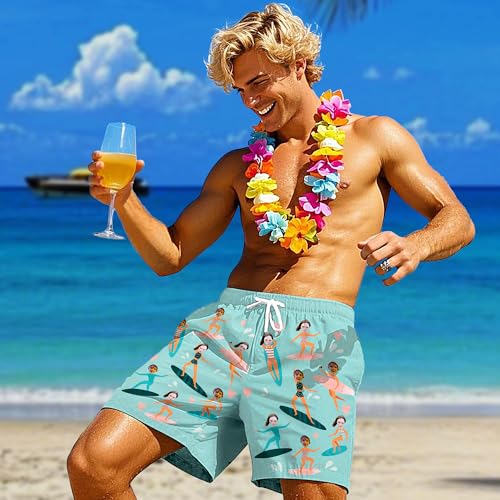 Personalized Face Swim Trunks with Floral Custom Face Men Swim Short Tropical Beach Shorts for Men Gift for Husband Dad2