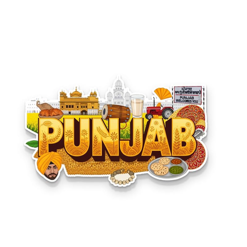 Image of Punjab Fridge Magnets, Glossy Finish, Stylish Magnet for Fridge, Wardrobe & Metal Surfaces