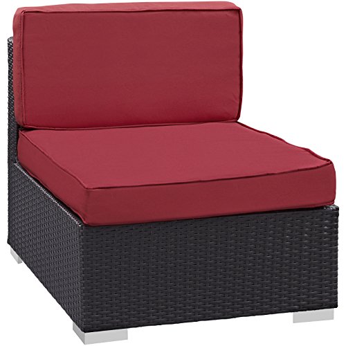 LexMod 8 Piece Convene 2 Armless Outdoor Patio Sectional Set, Espresso Red - Image 3