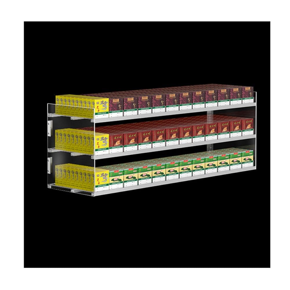 Espositore per Sigarette in Acrilico - Scaffali e scaffali per supermercati, Custodia Rettangolare con spingitore Automatico, Trasparente, 44x27x35 cm - Perfetto per l'organizzazione e la VI