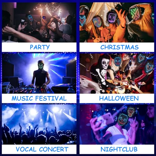 COOLGUARDER Led Mask with Gesture Sensing, Light up Mask toy for gift | 25 Dynamic & 25 Static Patterns, Halloween Costume Set, Fit Kids & Teens, Halloween, Christmas, Birthday Gifts - image 7