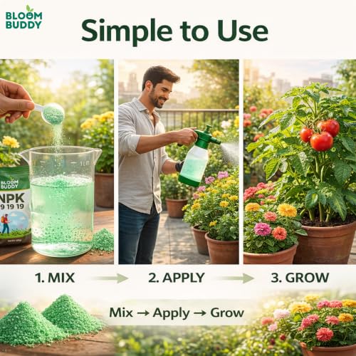 Image of BloomBuddy NPK 19:19:19 Fertilizer for Plants | Water Soluble All-Purpose Plant Food for Growth, Flowering & Fruiting | Indoor & Garden Plants | 400g Each (Pack of 2) | Total 800g