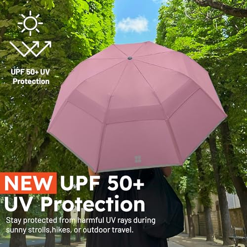 Weatherman Premium Collapsible Travel Umbrella - Windproof, Compact, Easy Auto Open - Resists Up to 55 MPH Winds - Perfect for Rain, Wind, Backpack, Car - Folding Umbrella (Black)2