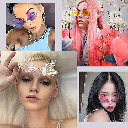 Dragonfly Rimless Sunglasses Wing Shaped Butterfly Fairy Shades Glasses Fashion Party Sunglasses for Women Men4