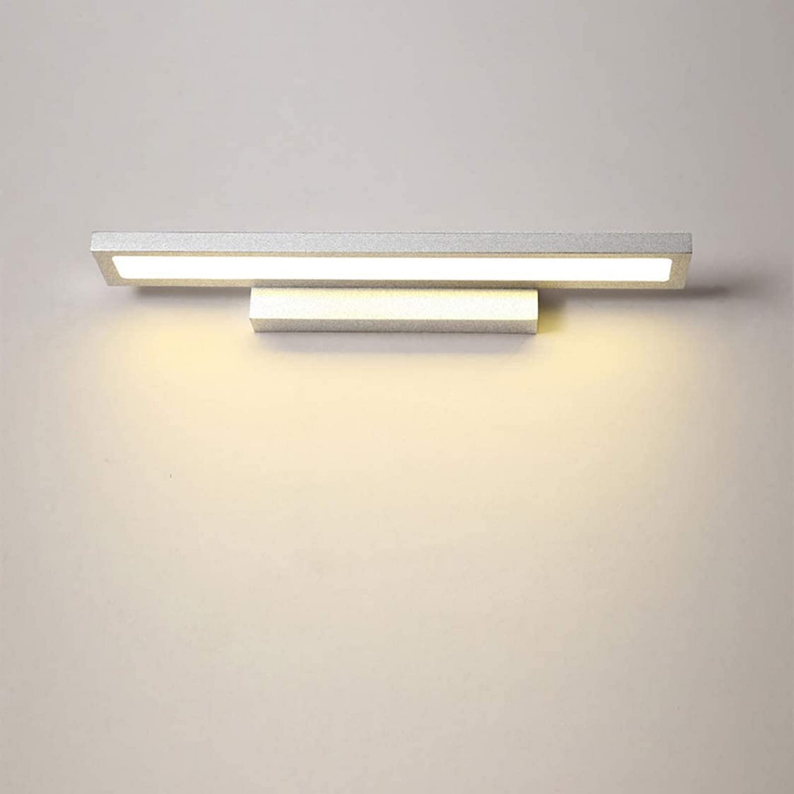 Spiegelleuchte, moderne LED-Spiegelleuchten für Schminktischleuchten, schwarzes Aluminium, für Badezimmerbeleuchtung, Leuchten für Wandspiegellampe für Badezimmer, Silber/warmes Licht, 40 cm, Badezim