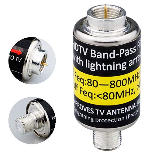 LTE Filter,4G LTE Filter for TV Antenna Signals,Buind-in Lightning Arrestor F Type Male