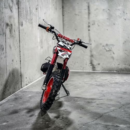 Image of Amaze ZR Super 50cc Petrol Dirt Bike for Kids | 2 Stroke Mini Off Road Bike | Dual Start | Disc Brake | Rear Suspension | Max Speed 45 km /h | Kids Mini Motorcycle (Multicolor Chassis) (RED)