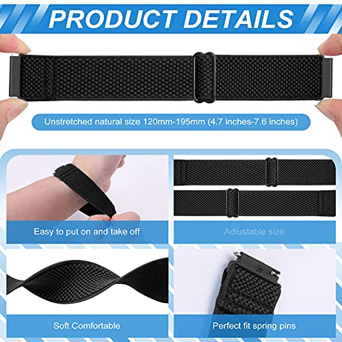 Relting Compatible with 16mm 18mm 19mm 20mm 22mm 24mm Watch Bands Quick Release Replacement Wristband,Adjustable Stretchy Nylon Solo Loop Straps Fabric Braided Sport Elastic Bands for Men Women