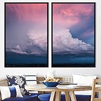 2 Piece Framed Canvas Wall Art Colorful Sky and Mountain Landscape Canvas Prints Home Artwork Decoration for Living Room,Bedroom - 16