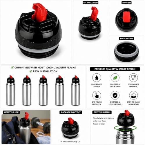 Generic 1000ml Vacuum Flask Flip Lid Cap - Image 3