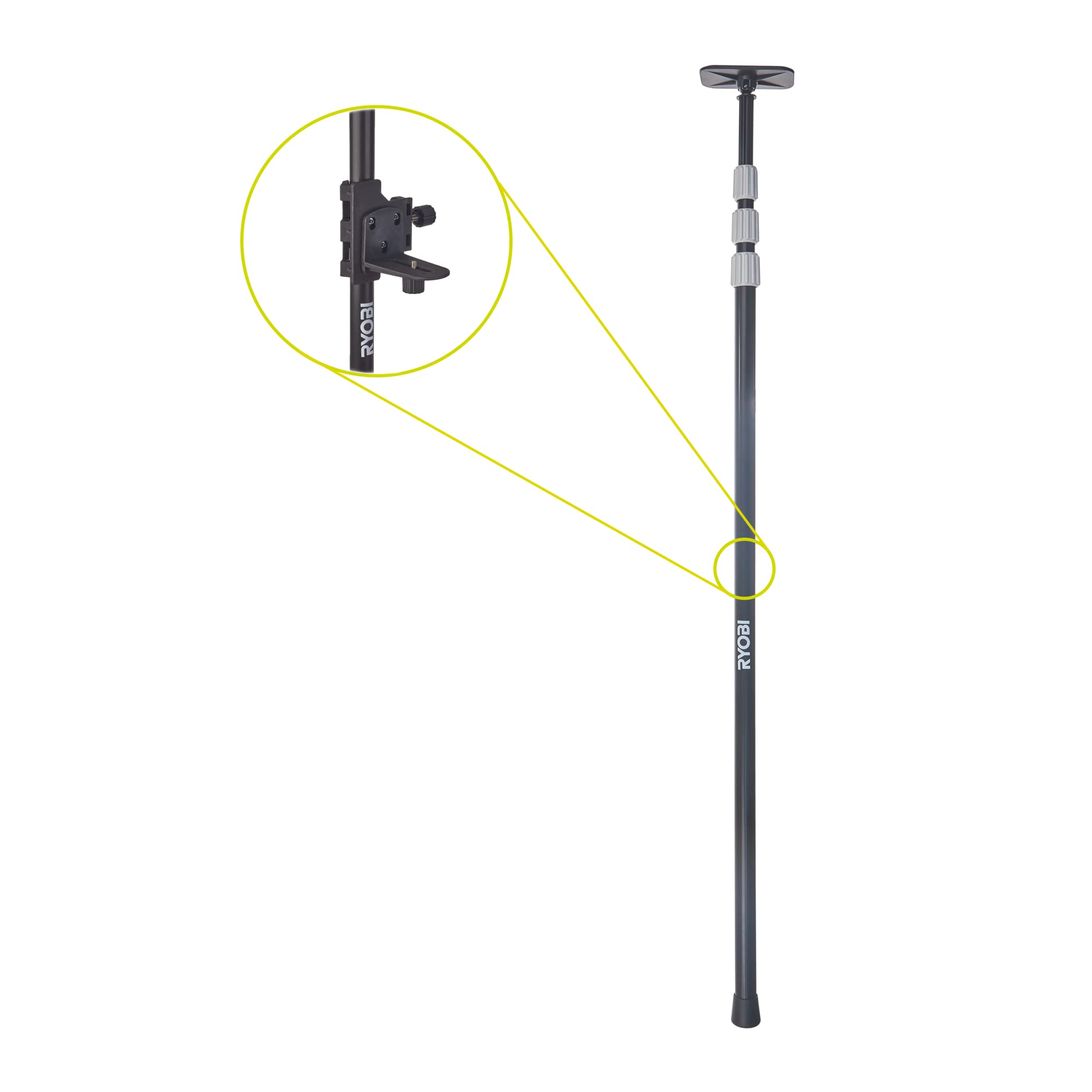RYOBI - Canne Télescopique pour Laser - RBCLTP1 - Trépied Support Niveau Laser, Hauteur Réglable 3,20m, Filetage 1/4", Fixation Sol Plafond