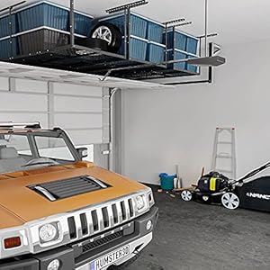 Fleximounts 3×8 overhead garage storage rackadjustable garage storage organization systermheavy duty metal garage ceiling storage racks600lbs weight capacityblack  urban country home decor