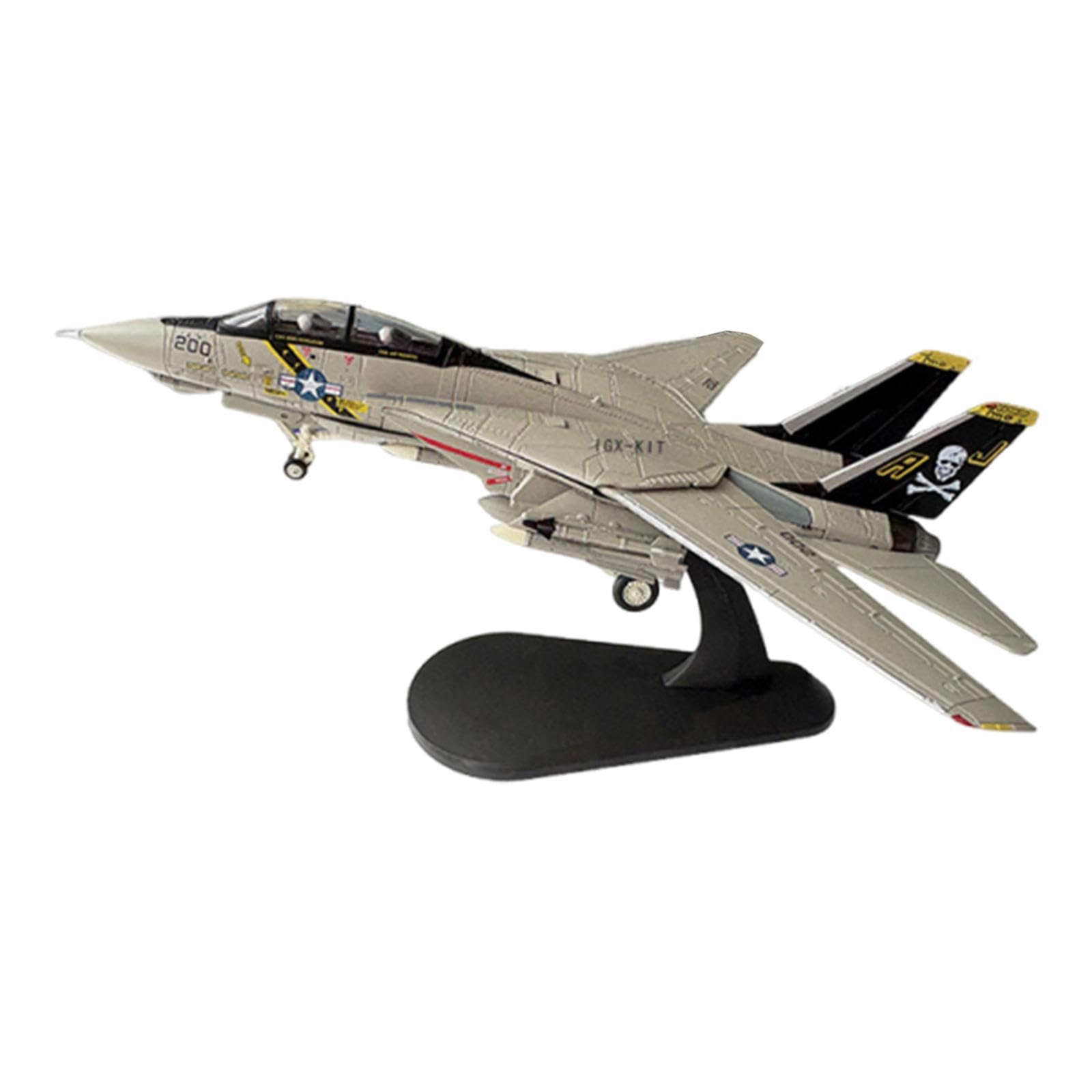 Modello Aereo F-14A in Lega 1/100 con Ala a Freccia Variabile e Base Espositiva, Caccia Stimolato per Camera da Letto