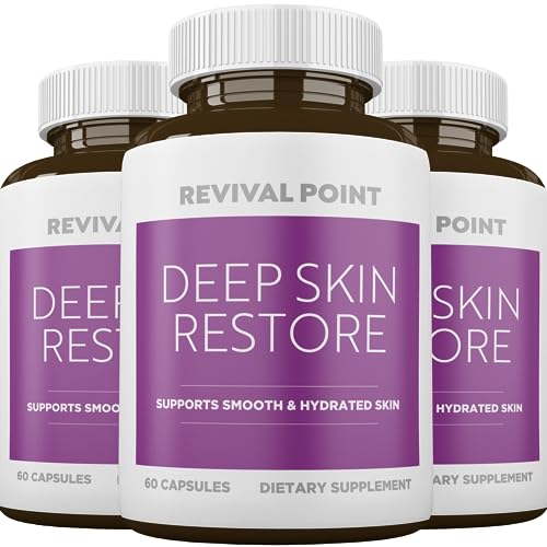 Revival Point Advanced Dermal Repair Complex to Boost Firmness, Hydration, Elasticity & Texture– Vegan Collagen Builder & Skin Supplement with 6 Clinically Proven Superior Ingredients 180 Capsules