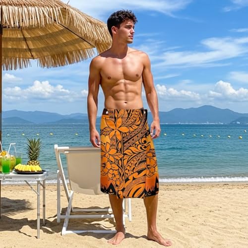 Mens Hawaiian Lavalava Swimsuit Cover Up with Pockets Traditional Polynesian Puletasi Samoa Sarong Pareo Parua Skirt4