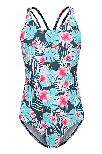 Image of Girls One Piece Swimsuits,Girls Bathing Suits with Adjustable Straps,Kids Hawaiian Floral Swimwear 3-16 Years