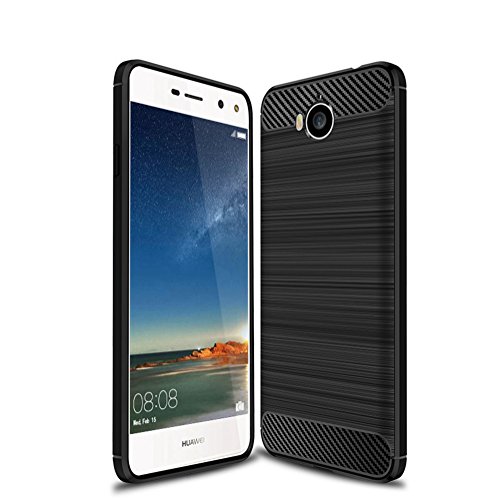 Manyip Funda Huawei Y6 2017,Funda Fibra de Carbono Anti-Rasguño y Resistente Huellas Dactilares Totalmente Protectora Caso de Cuero Cover Case Adecuado para el Huawei Y6 2017