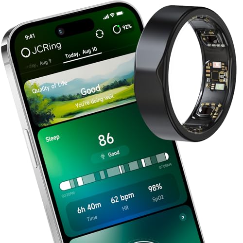 AMZAIZO AI Smart Ring JCRing Gen4 Sleep&Fitness Tracking Wearable for Women/Men, Accurate Monitoring of Pedometer, Heart, Temperature, Titanium with Charging Case, for iOS & Android (9)
