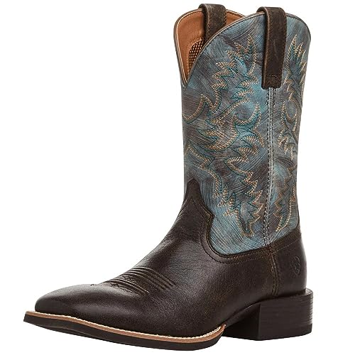 ARIAT Mens Sport Latigo Embroidered Square Toe Pull On Casual Boots Mid Calf - Brown