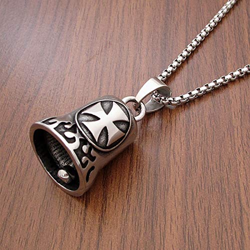 Pendentif huile motard grosse croix noire argent blanc pour homme