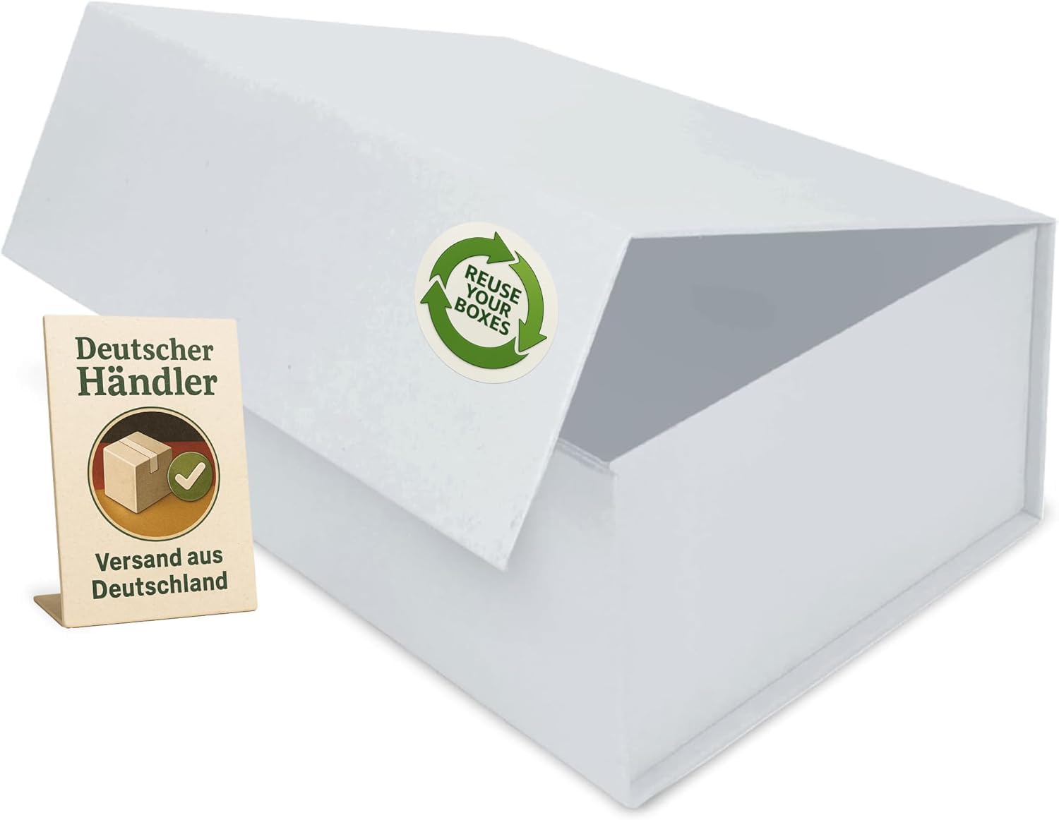 Geschenkbox mit Deckel und Magnetverschluss 45x35x20cm für Geburtstage, Hochzeiten, Weihnachten und Geburten in Weiß