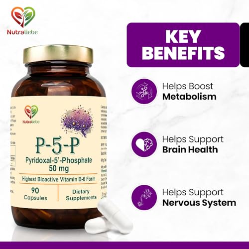 Image of P5P (Pyridoxal 5'- Phosphate) - Active Vitamin B6 for Energy, Brain Function, and Nervous System Support - 90 Capsules