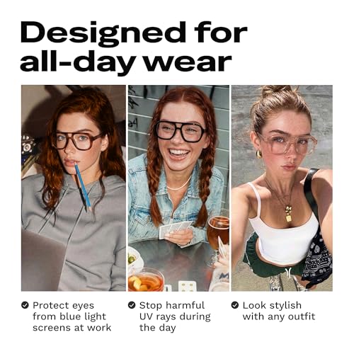 Image of livho Retro Aviator Blue Light Blocking Glasses for Women Men with Soft Case, Trendy Rectangle Computer Eyeglasses