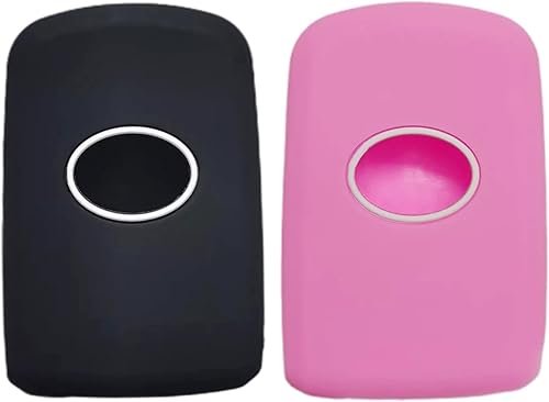 Miniatura 2 de Funda de goma de silicona para llavero compatible con Toyota 4Runner C-HR Highlander Land Cruiser Prius C Prius V RAV4 HYQ14FBA (negro rosa)