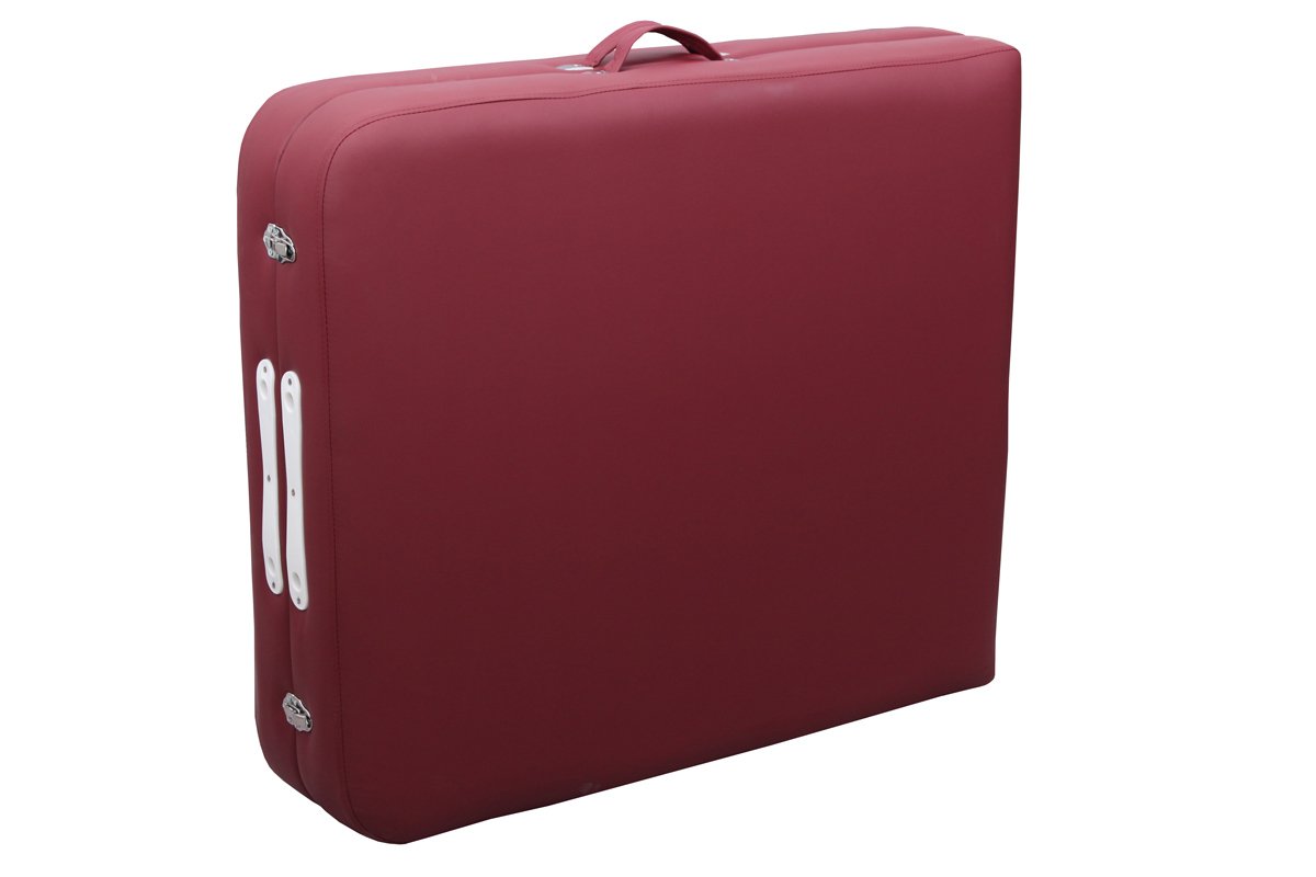 Zen BigOne Massageliege klappbar & Mobile Massagetisch aus Holz, stabile Massagebett - Massagebank höhenverstelbar, Tattoo & Kosmetikliege - Behandlungsliege mit Kopfteil, Armlehne & Tasche Weinrot