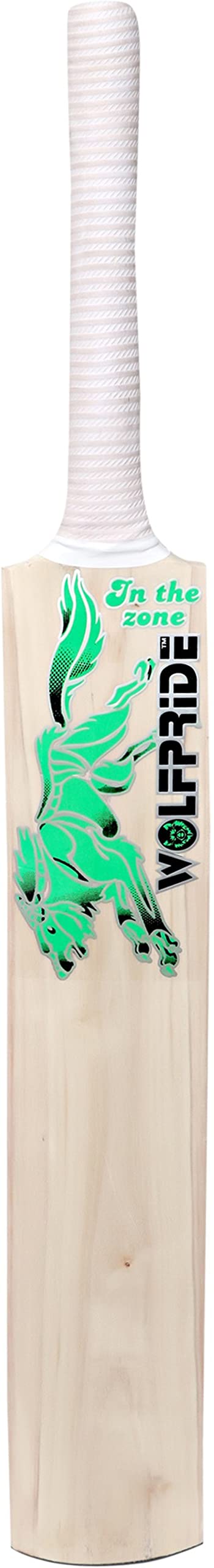 WOLF PRIDE Zone Green & White Poplar Willow Cricket Bat 3 in 1
