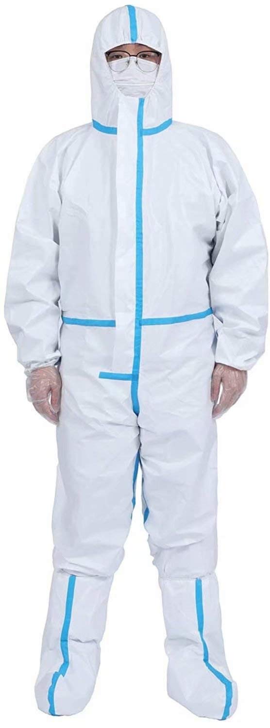 Disposable Protective Coverall Suit,Full Body Cover Anti-Dust Protective Ventilation Disposable Hooded Dustproof Protective Coverall Waterproof Full Body Coverall Suit,170
