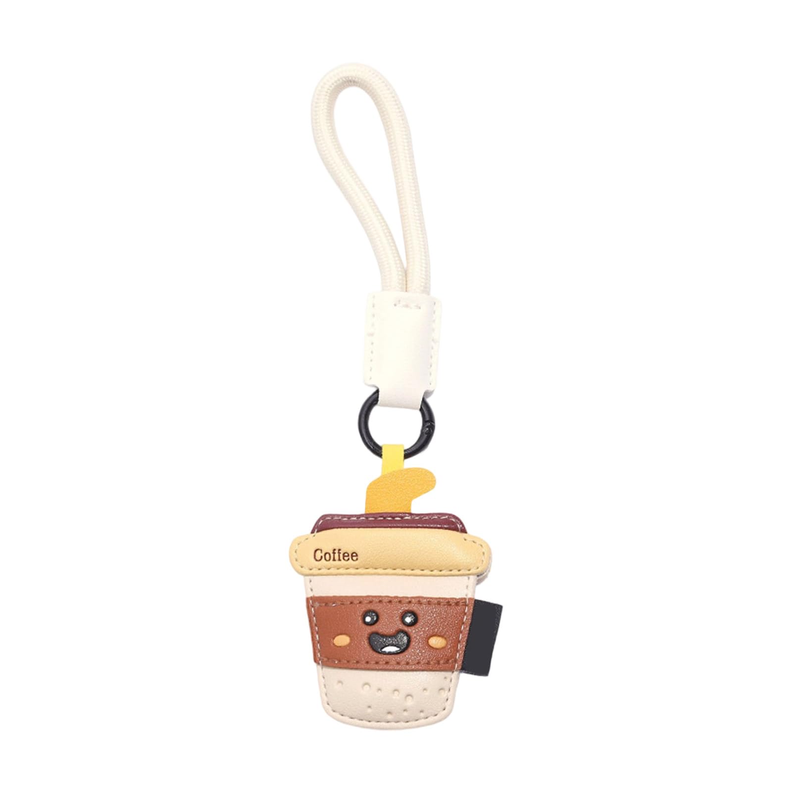 Babibaobei Unisex Coffee Unique Cartoon French Fries Milk Teas Pu Leather Bag Charm Keychain Couples Accessory For Women And Men Bag Charm Accessory