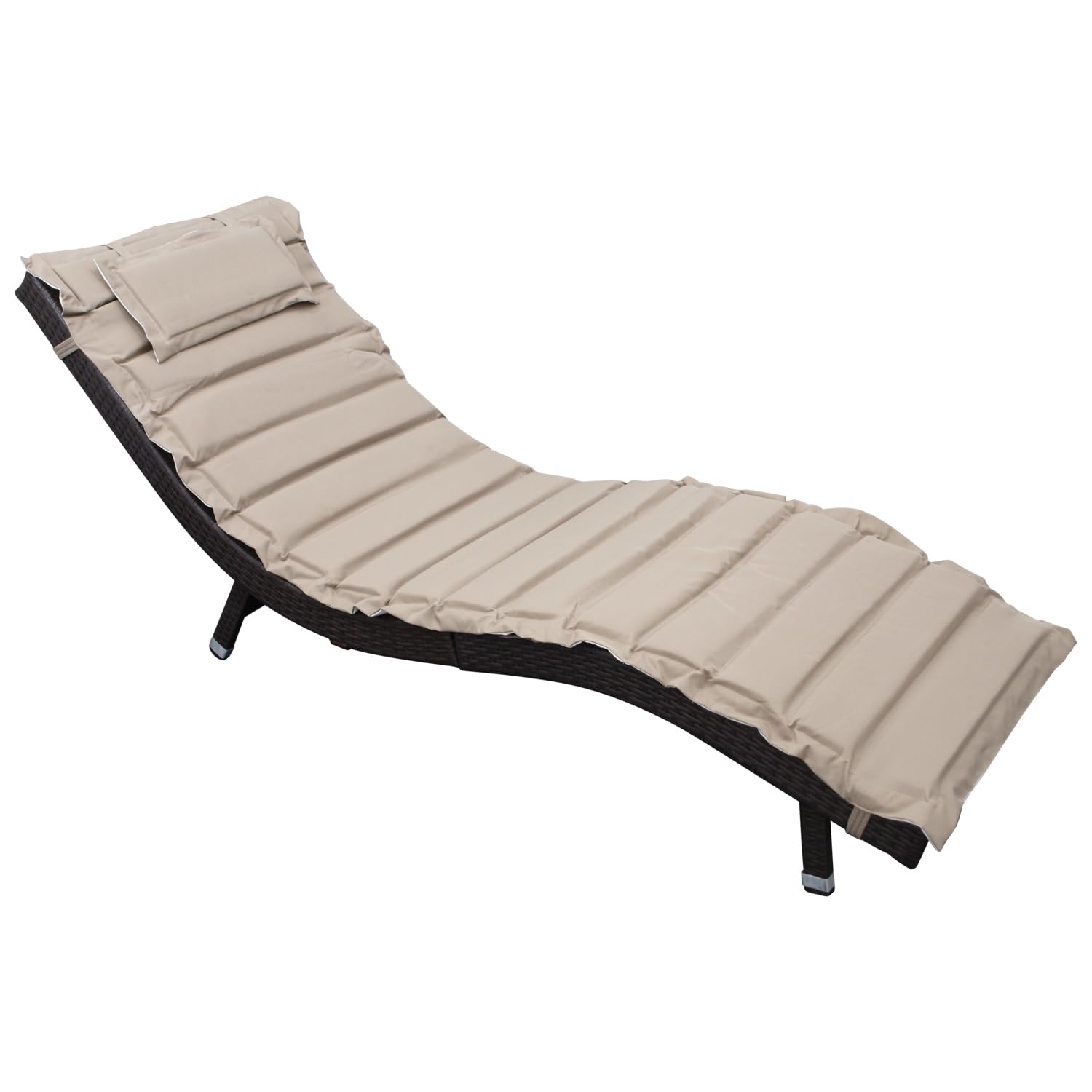 Gartenliege Sonnnliege Piacenza, Polyrattan braun, klappbar, mit Wendeauflage, Outdoor