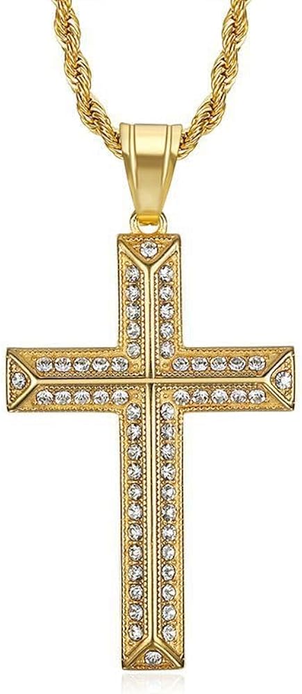 金色の十字架ペンダントネックレス Amazon | [Rockyu] ネックレス メンズ ゴールド 18金 ジルコニア