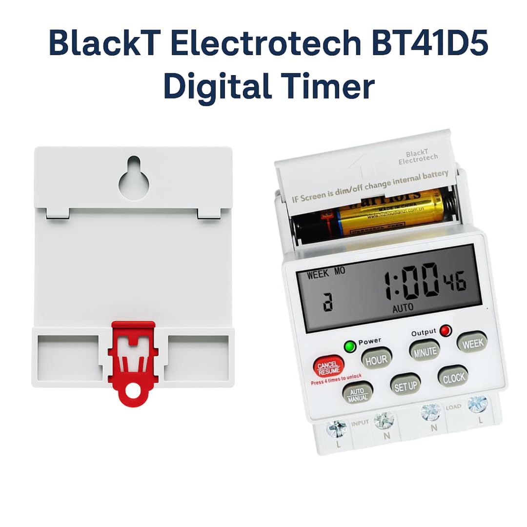 BlackT Electrotech BT41D5 Digital Timer Switch 30A, 230V | Programmable Timer with 24 ON/Off Programs, Cyclic & Manual Start/Stop Delay | for Geyser, Water Pump, Lights, & Motors — Amazon image 6