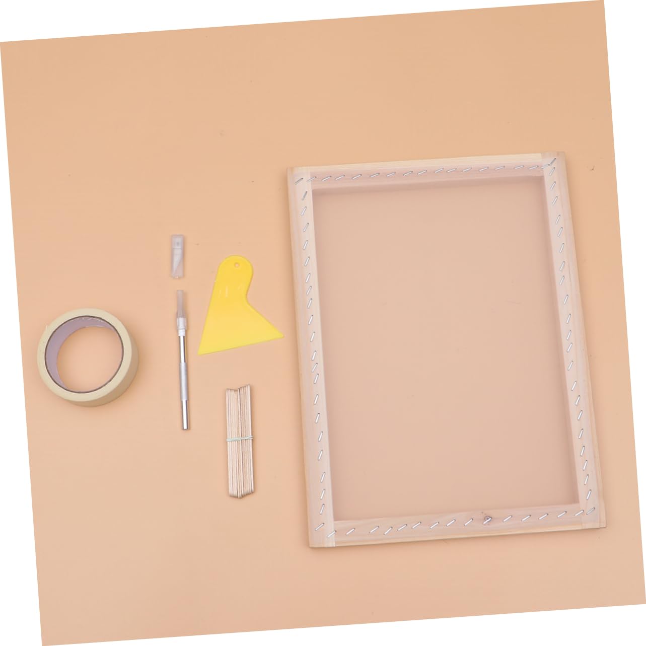 TEHAUX 1set Kit Di Stampa Serigrafica Professionale Con Raschietto e Pellicola Trasparente Nastro Maschera e Accessori Per Progetti Creativi Di Stampa