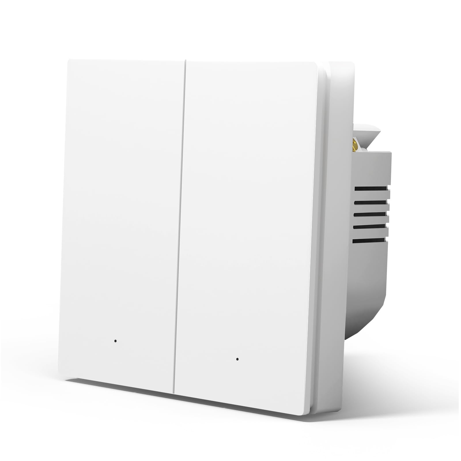 MVAVA Interruptor pared Inteligente,WIFI Interruptores de Luz Con Mate,Compatible con Alexa/Tuya/Smart Life,Requiere Cable Neutro,2 Gang 1 vía,86mm Blanco