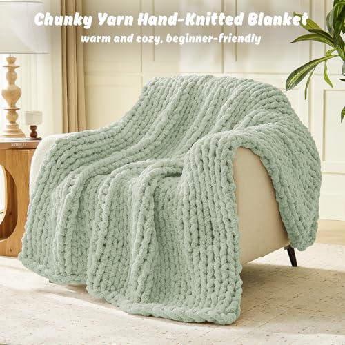 Image of Inhand Meadow Green Chunky Chenille Yarn for Hand Knitting,Thick Bulky Christmas Blanket Yarn for Crocheting,Soft Fluffy Yarn for Crochet holiday Gifts for Women /Beginners,18 Pack (29.5Yds /8.4oz Each)