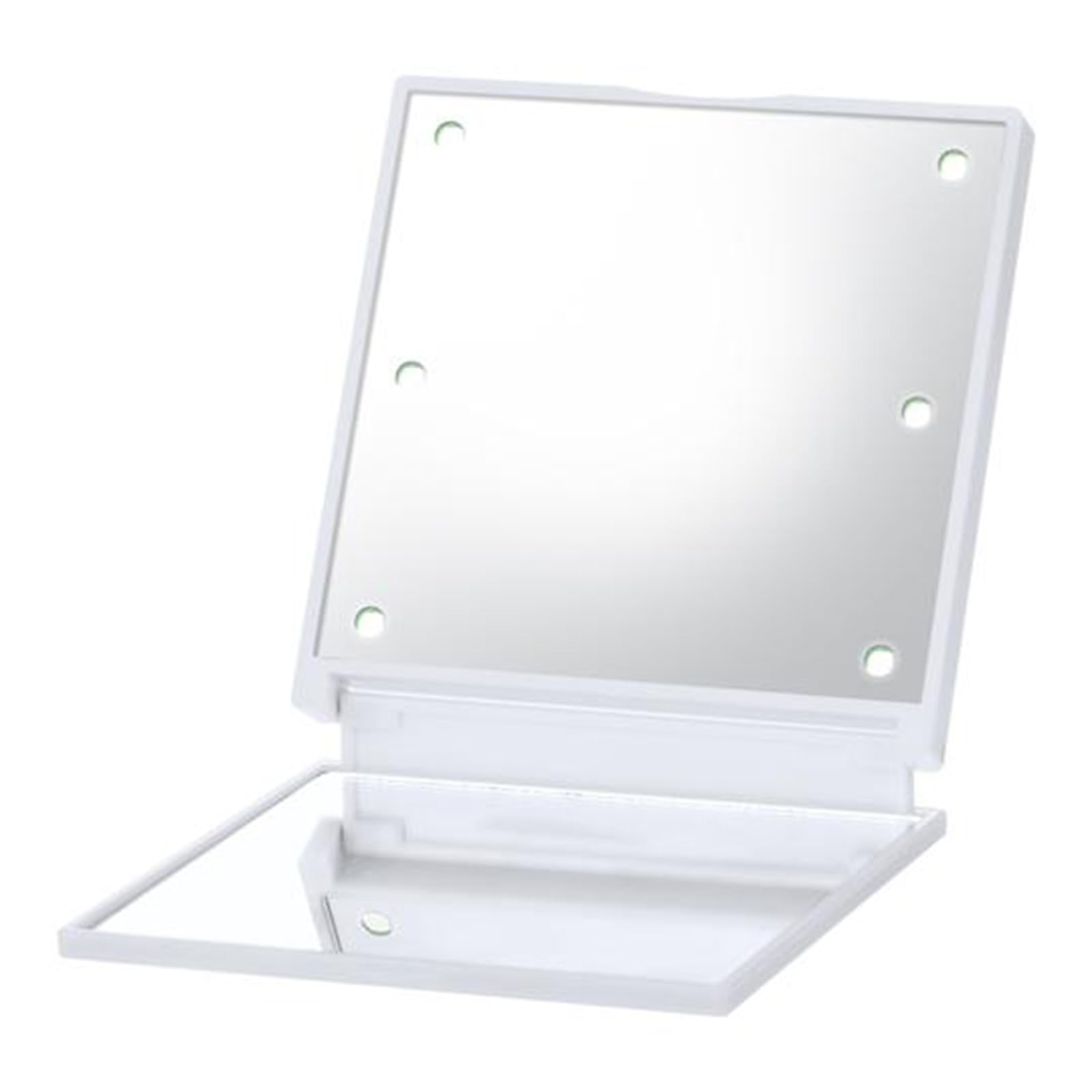 Espejo de Bolsillo con luz, mini Espejo, Espejo pequeño, Espejo de maquillaje de viaje, Espejo de tocador de doble cara, Portátil Plegable Espejo, regalos para niñas/madame(Blanco)