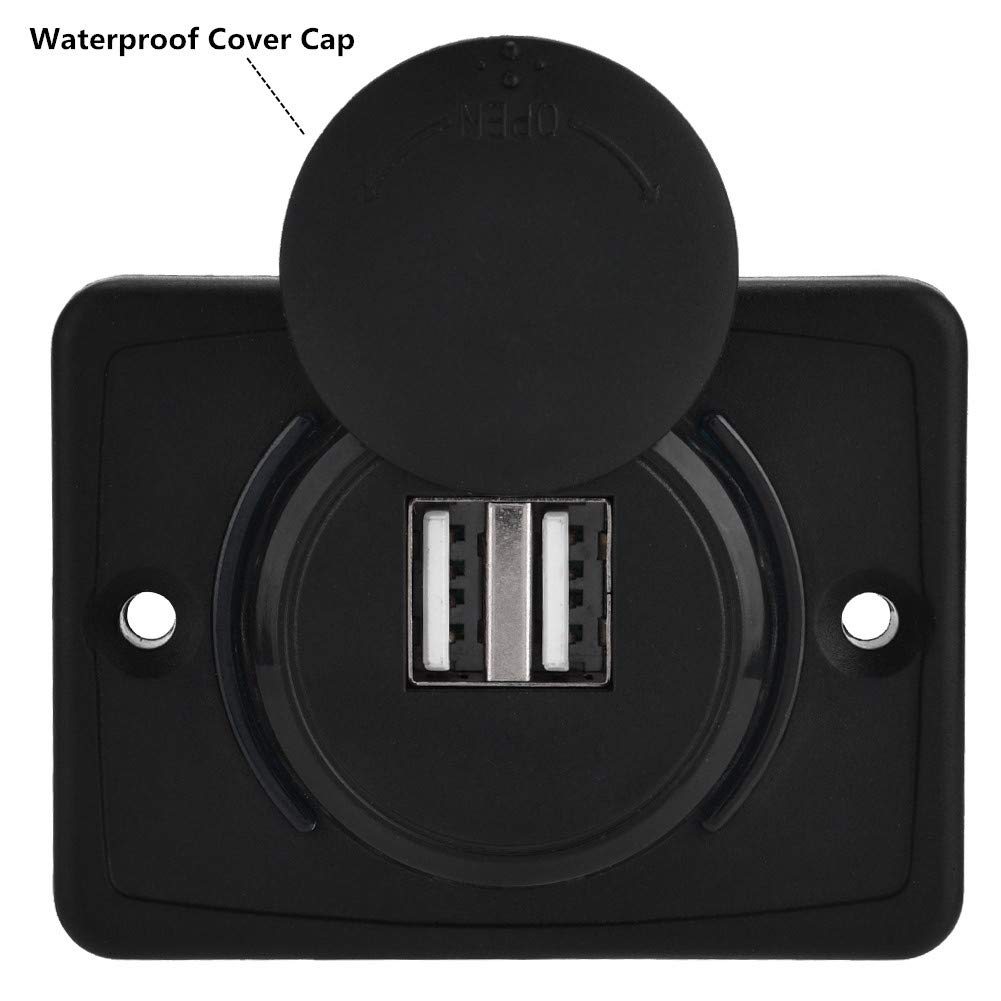 Marine 12v USB Car USB 3.1A Car Dual Black ABS USB Port Socket Outlet 12V LED Waterproof Car Accessories