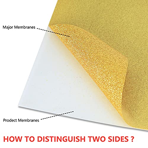 Image of guangyintong Glitter Gold Heat Transfer Vinyl HTV Rolls, 12 inch x 8ft Gold Iron on Vinyl for T-Shirts HTV Vinyl for All Cutter Machines Easy to Cut & Weed for Heat Vinyl Design