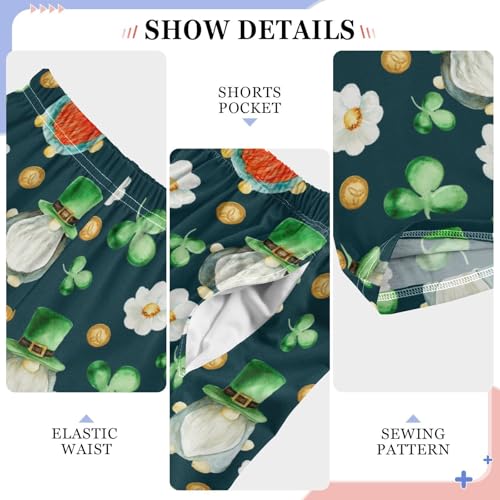 Gnome Shamrock Flowers Boys Long Pants Soft Trousers Elastic Waist Kids Lounge Bottoms with Pockets S-XL4